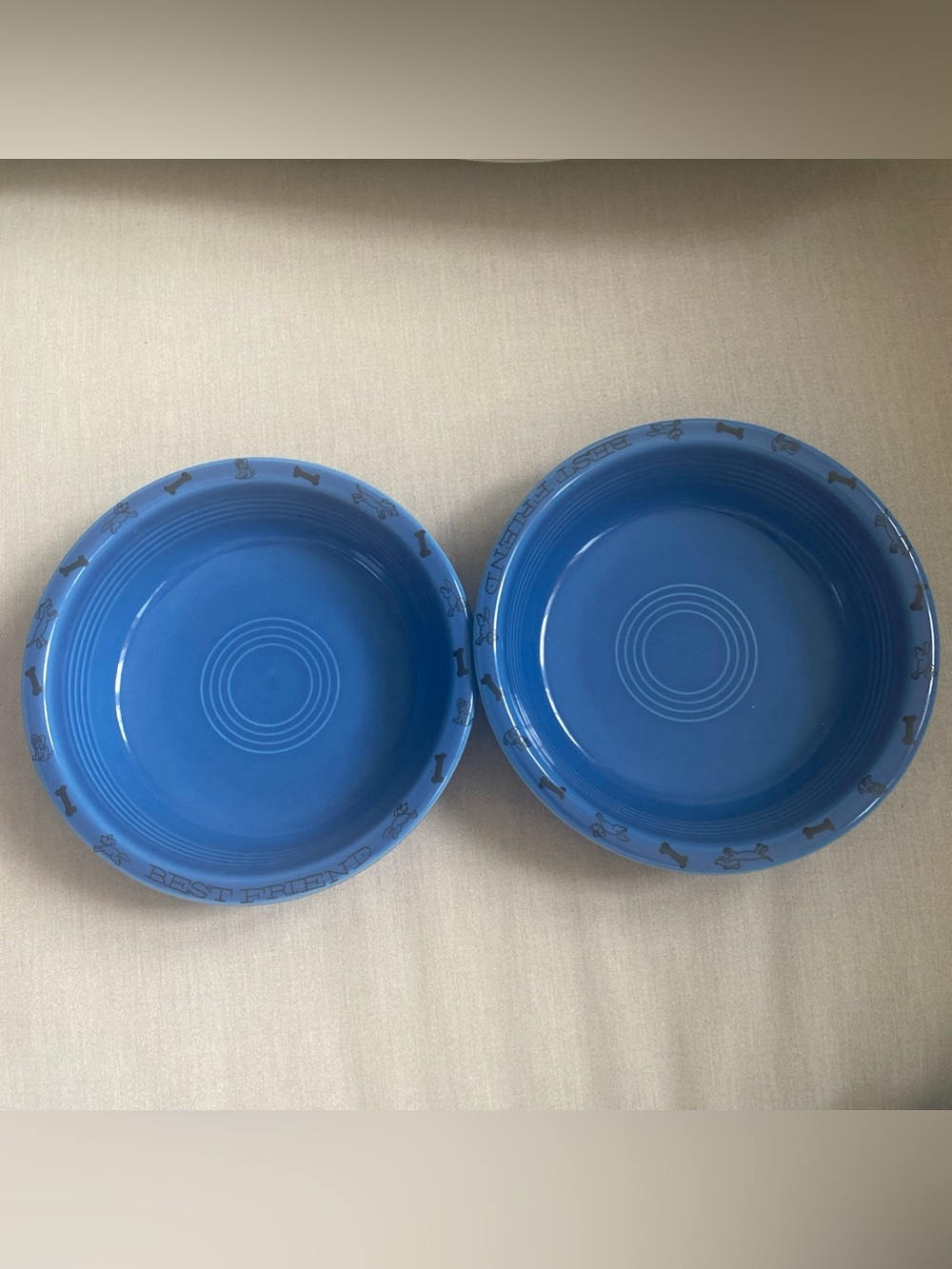 NWT set  2 Fiesta Ware Poppy Best Friends Dog Pet Food Dish Lapis blue Bowl 19oz